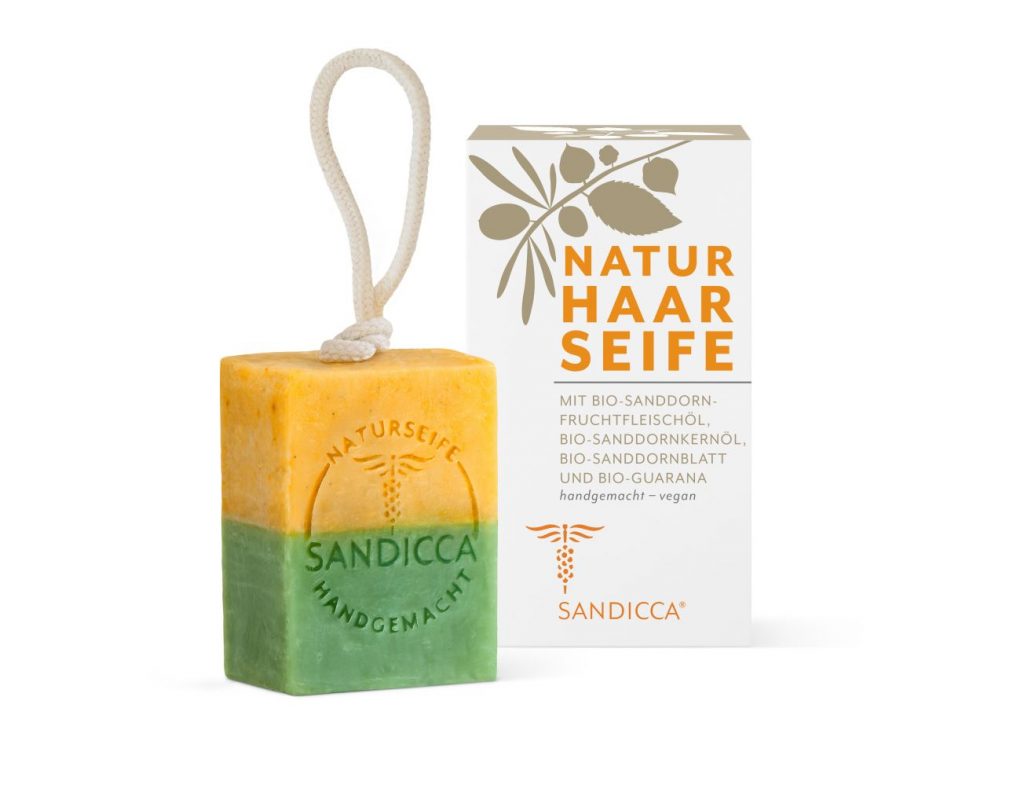 Pflegende Natur-Haarseife mit Bio-Sanddorn und Bio-Guarana